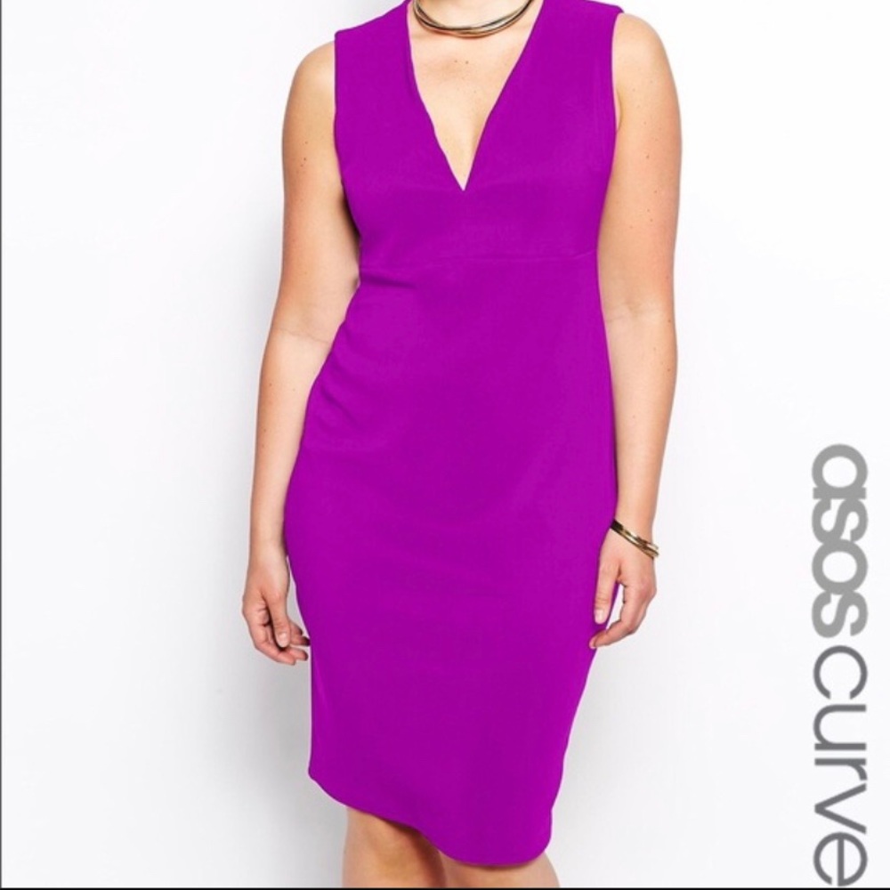 ASOS Curve Deep Plunge Neckline Dress